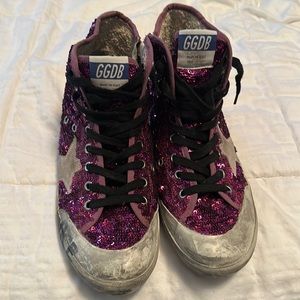 Purple sequins high tops, one of kind, worn a handful of times.
